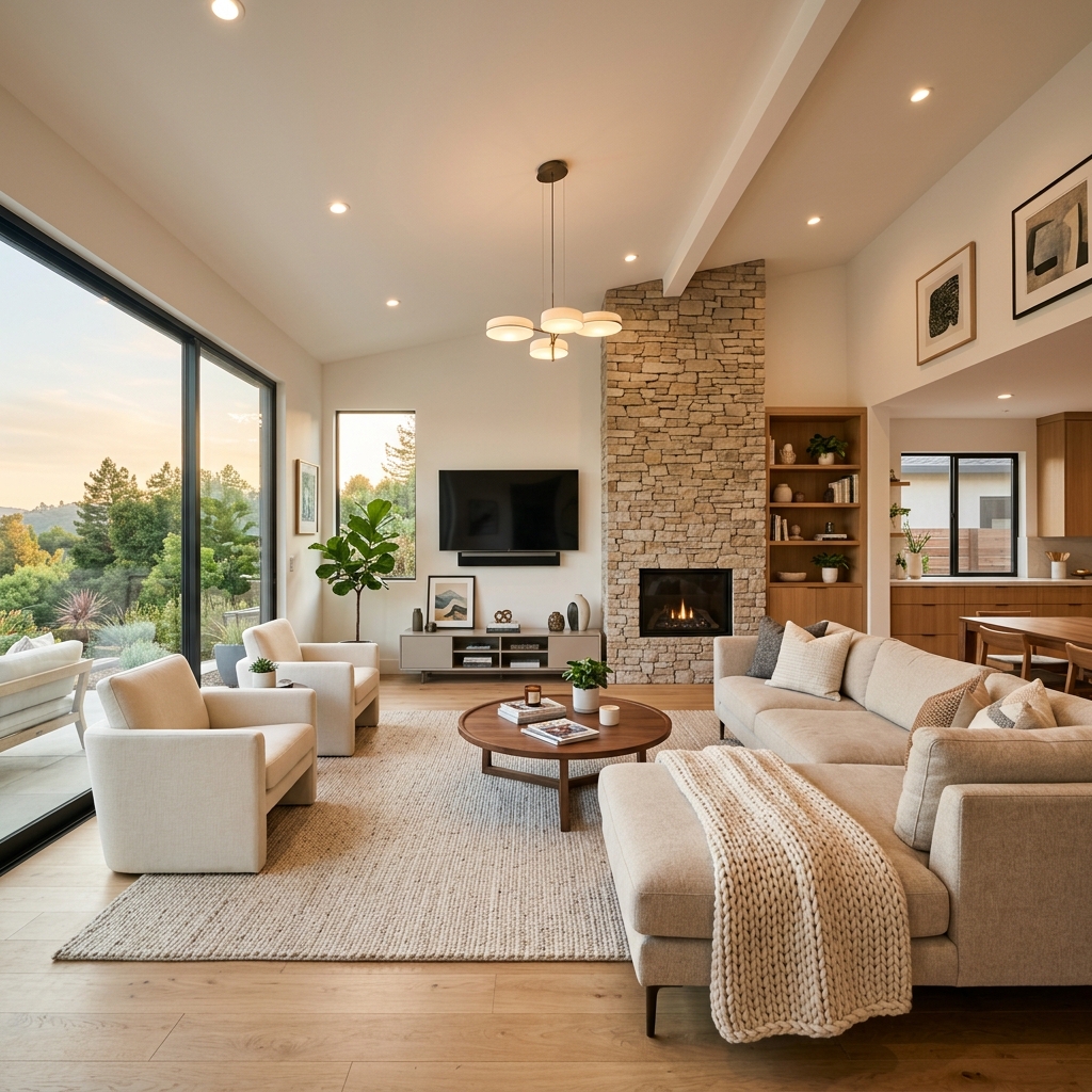 Staged modern home interior matching the renovation timeline